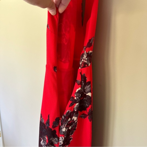 Free People Red Black Flowers Size 2 Dress Flutteby Floral Fit & Flare Pleated - Picture 8 of 12